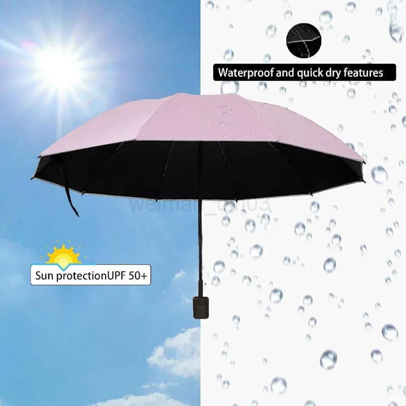 1PC Manual Folding Umbrella Large Double Size UV Protection Sun Rain Resistant Compact Shade Sunny and Rainy Umbrella H260314