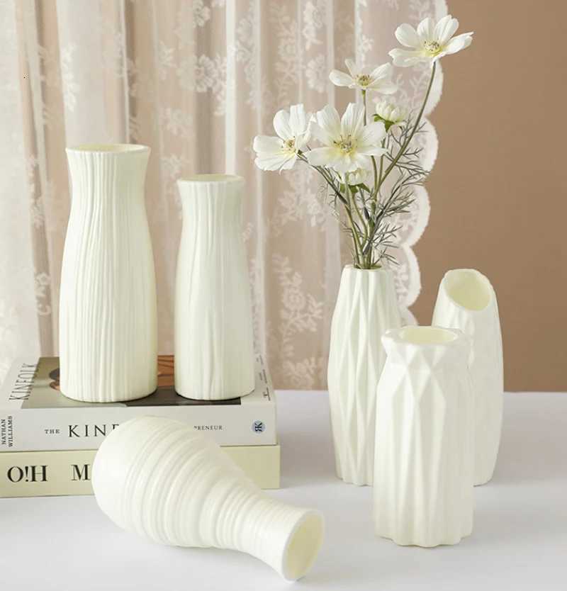 Nordic Plastic Flower Vase Hydroponic Pot Vase Decoration Home Desk Decorative Vases For Flowers Decoration Y260314