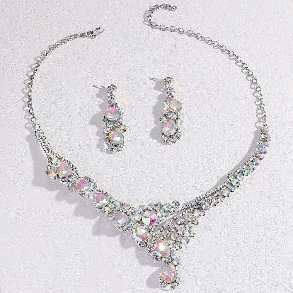 3PC Women's Season Fashion Water Drop Necklace Earrings Jewelry Set Suitable for Wedding Parties and Festival Gifts Z260313