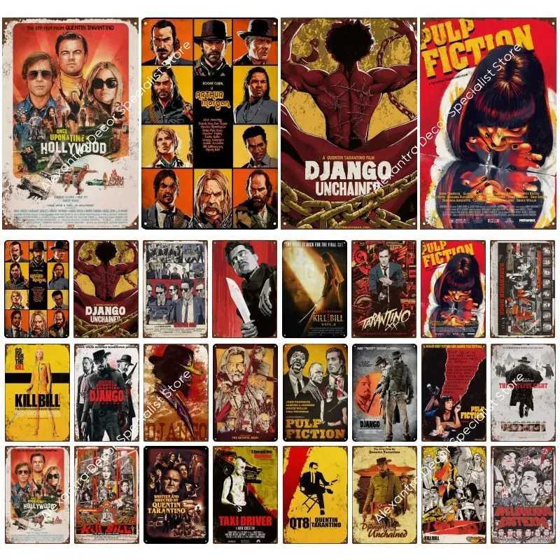 Quentin Movie Tin Sign Retro Poster Django Metal Sign Plate for Bar Club Man Cave Vintage Plaque Home Decor Iron Painting D260314