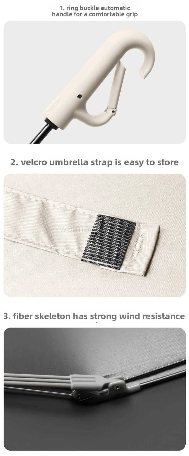 Reinforced Wind-resistant Rain-resistant Dual-purpose UV-resistant Fully Automatic Ring-buckle Umbrella H260314