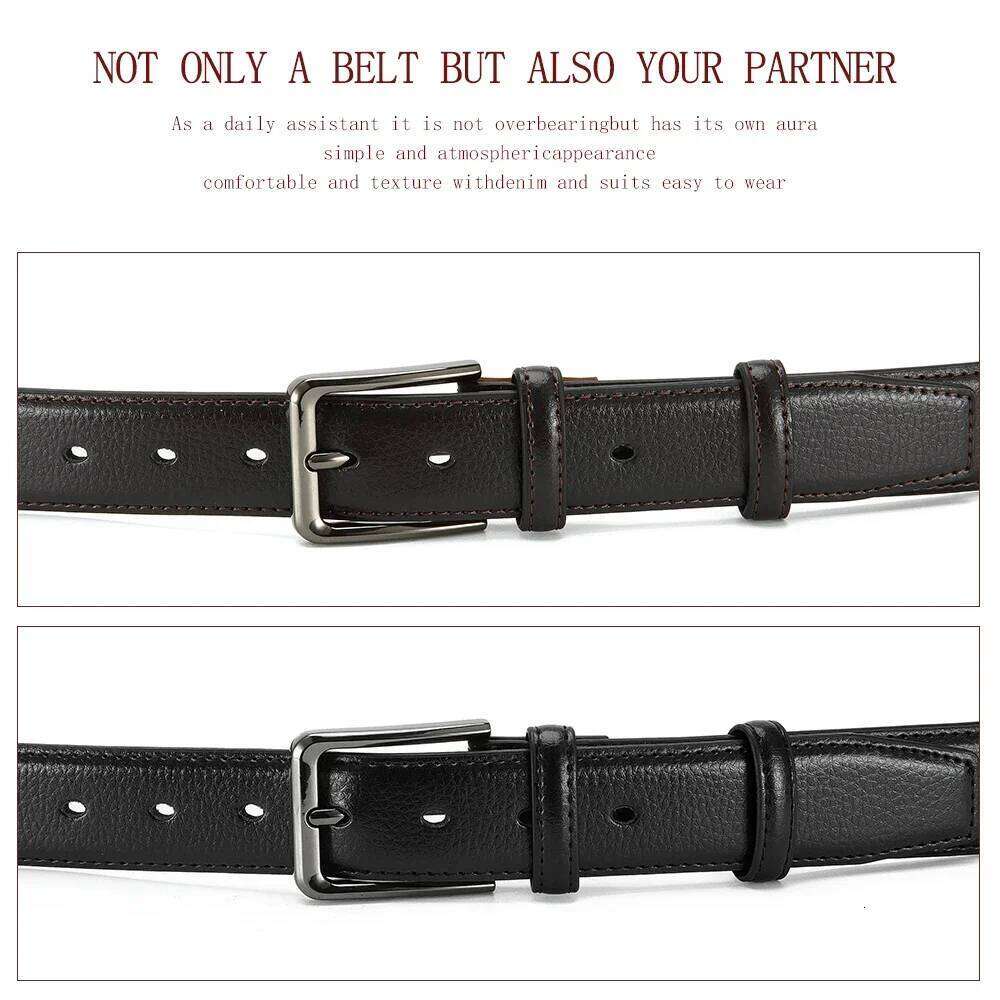 High-quality Genuine Leather Long Needle Metal Automatic Buckle Belt Strap Men's Fashion Classic Design Z260226