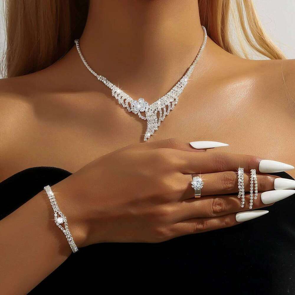 5PC Women's Fashion Tassel Flower Necklace Earrings Bracelet Ring Jewelry Set Suitable for Wedding, Party, Festival Gifts-8392 Z260313