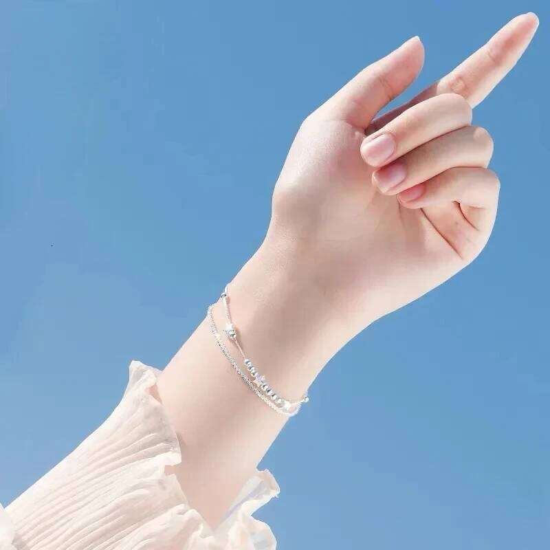 Fashion 925 Sterling Silver Star for Women Luxury Adjustable Sparkling Double Layered Stars Bead Bracelet Party Jewelry Z260313