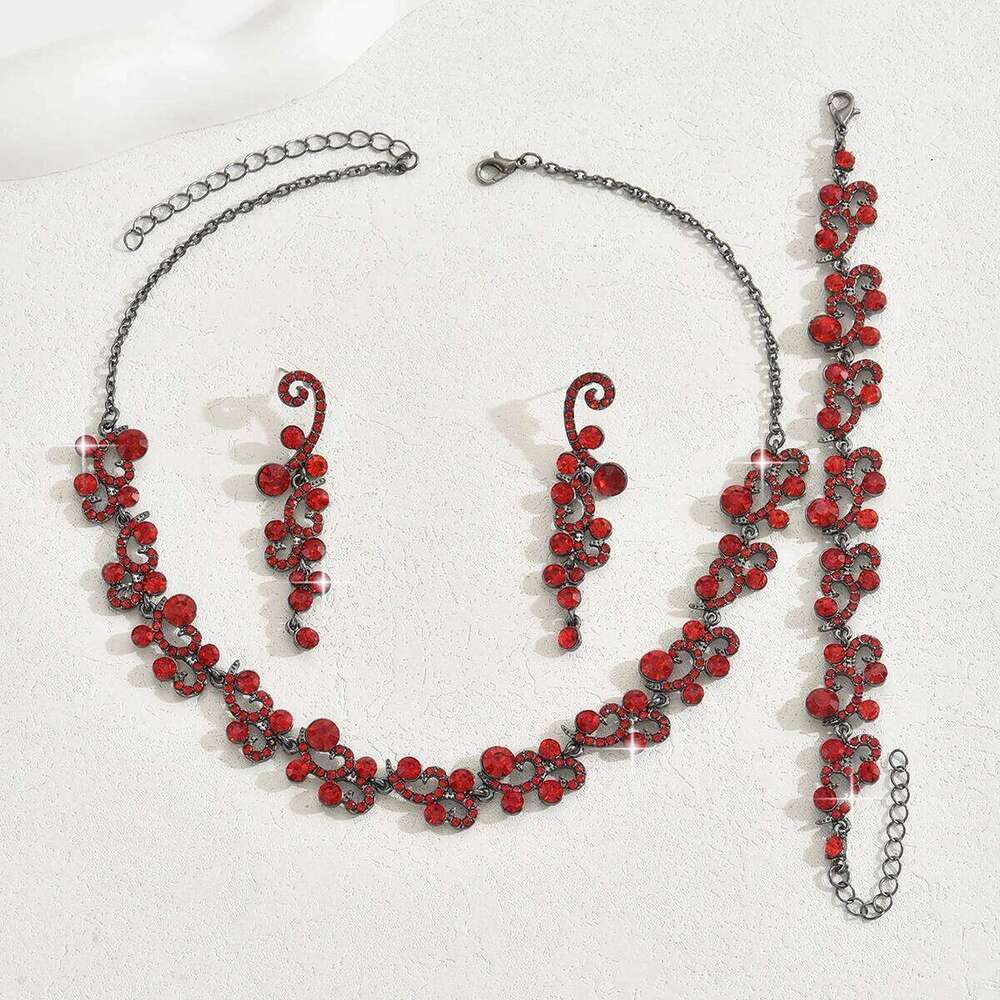 Fashionable and high-end necklace, wedding bridal gown, accessories, earrings, bracelet, light luxury three piece set Z260313
