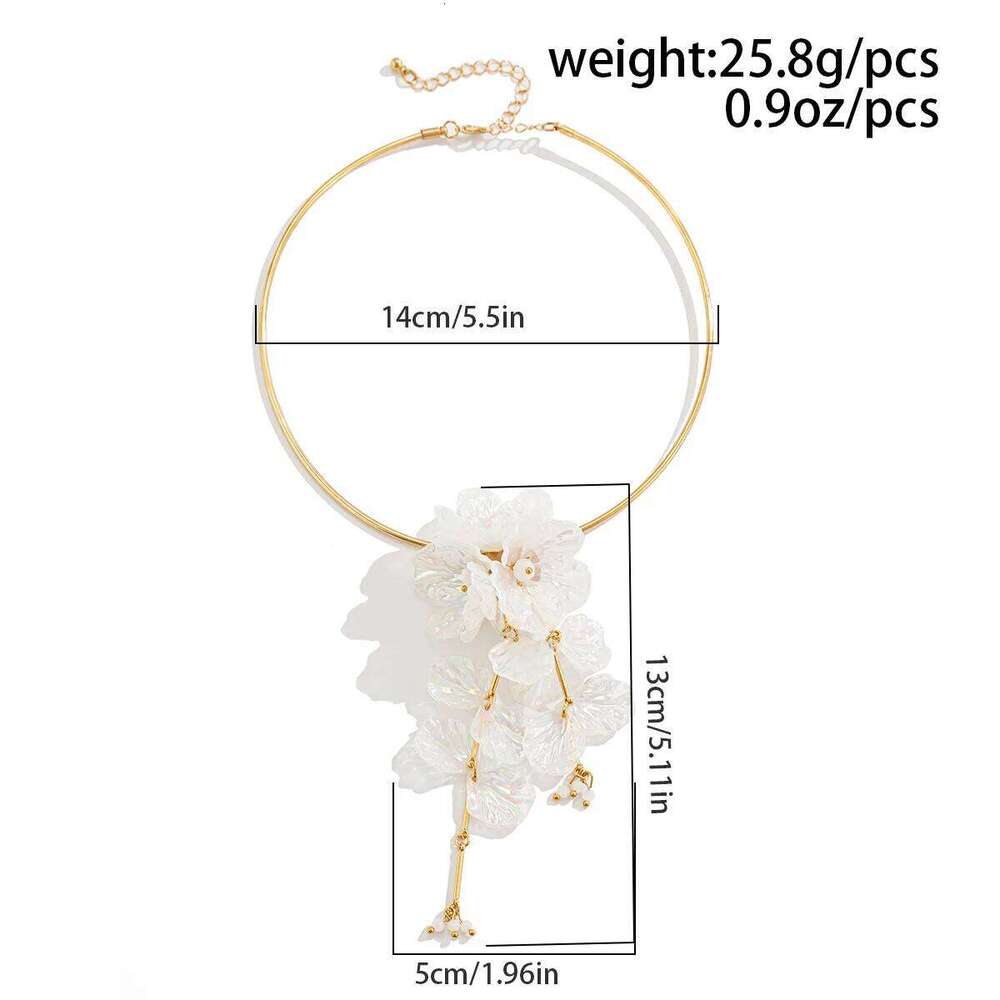 KunJoe Trend Plastic 3D Flower for Women Petal Long Tassels Necklace Earrings Set Luxury Wedding Jewelry Z260313