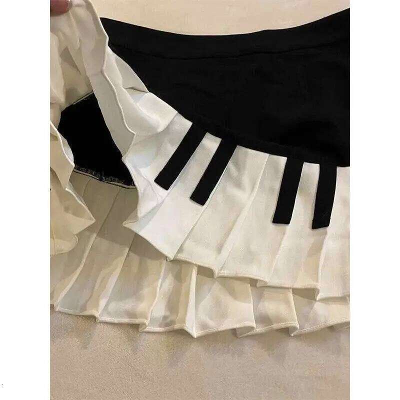 High Waist Pleated Ropa Mujer Black White Piano Skirt Fashion All-match Skirts Hot Sale Popular Faldas Woman 2026 New Clothes Z260314