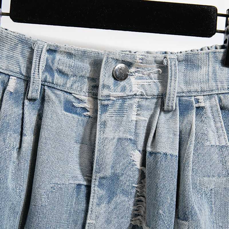 High Waist A-Line Midi Skirt Womens Denim f-length Spring Autumn Faion Slimming Loose Umbrella Skirt Korean Sle M260314