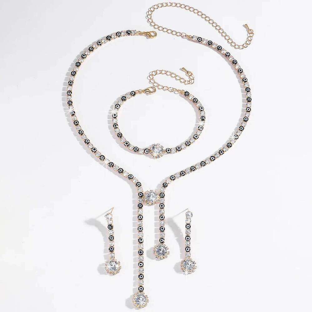 4PC Women's Fashion Flower Geometric Necklace Earrings Bracelet Jewelry Set Suitable for Wedding, Party, Festival Gifts-8510 Z260313