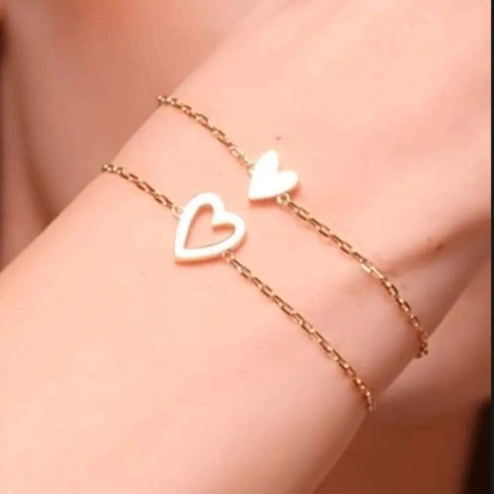 2pcs Set Simple Cute Stainless Steel Hollowed-out Heart-shaped Adjustable Bracelet for Women Love Friendship Jewelry Sets Gifts Z260313
