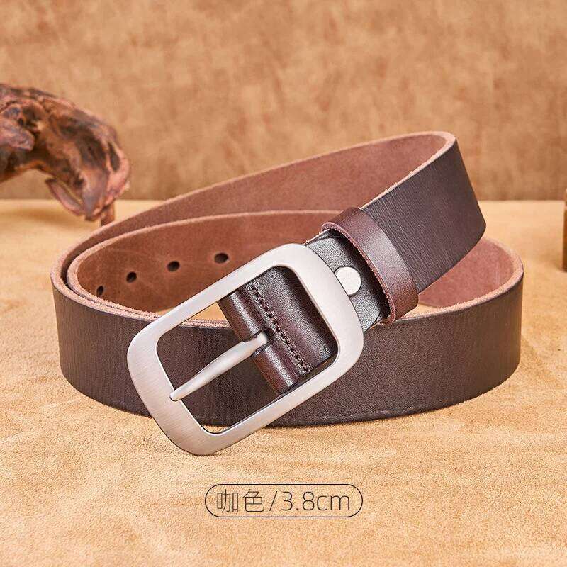 Genuine leather man Fashion Lined up brand Wester Waist strap Natural Trousers Cowhide Harness men Luxury belt Z260226
