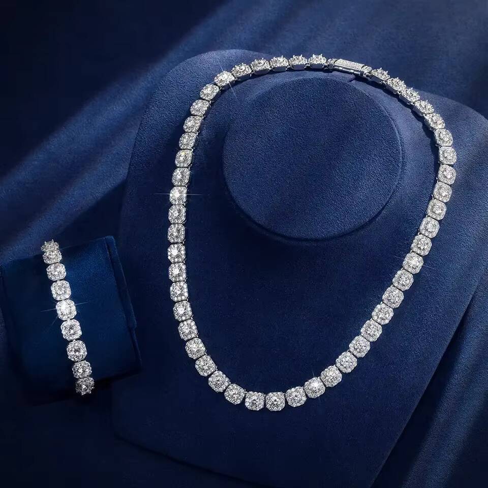 Fine Jewelry 6mm Men Simple Design VVS Moissanite Diamond Custom Silver Tennis Hip Hop Tennis Chain Bracelet Necklace