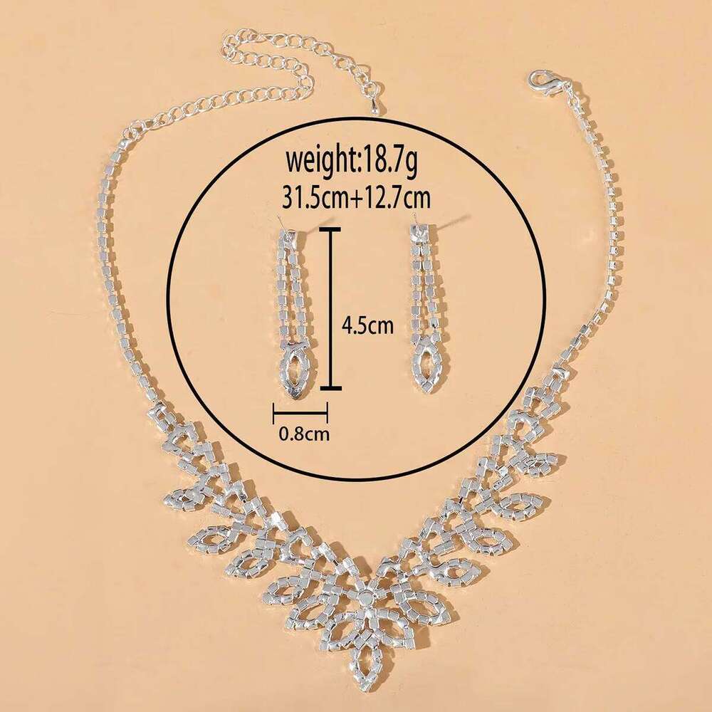Ladies' fashionable waterdrop leaves, light luxury style, crown necklace, earrings, jewelry set, wedding party, holiday gift Z260313