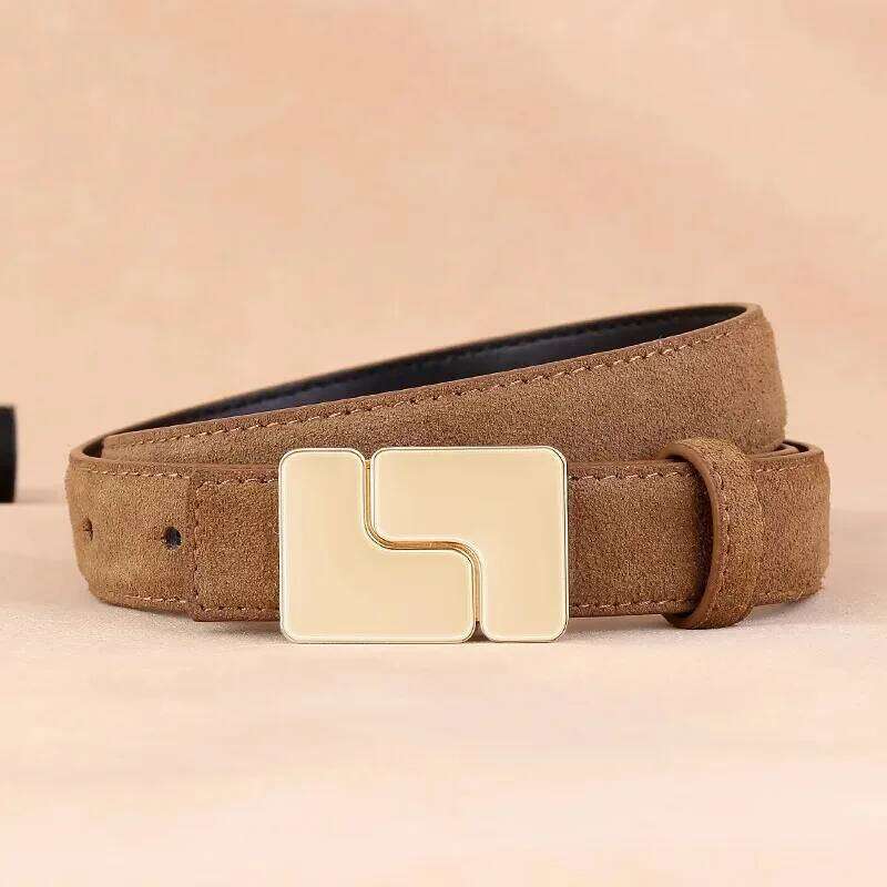 High-quality, simple design, genuine cowhide suede belt, elegant women's leather belt Z260226