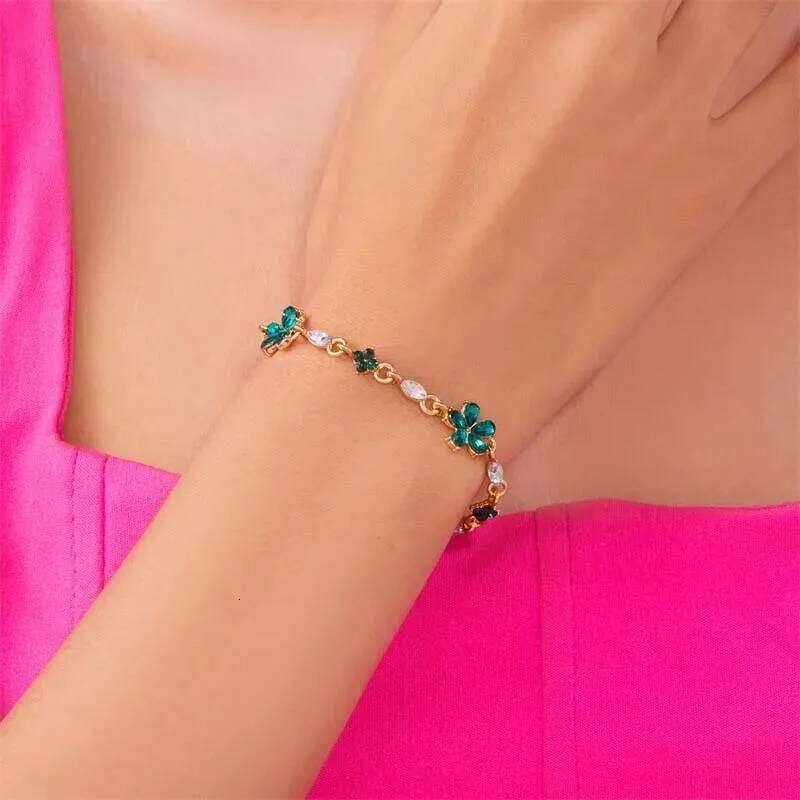 Y2K Luxury Colorful Zircon Flower for Women Girls Korean Sweet Gold Color Crystal Adjustable Bracelet Girl Jewelry Gift Z260313