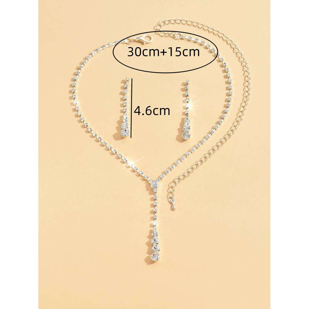 3pcs Women's Jewelry Fashion Drops Rhinestone Necklace Earring Set Bridal Wedding Accessories-8098 Z260313