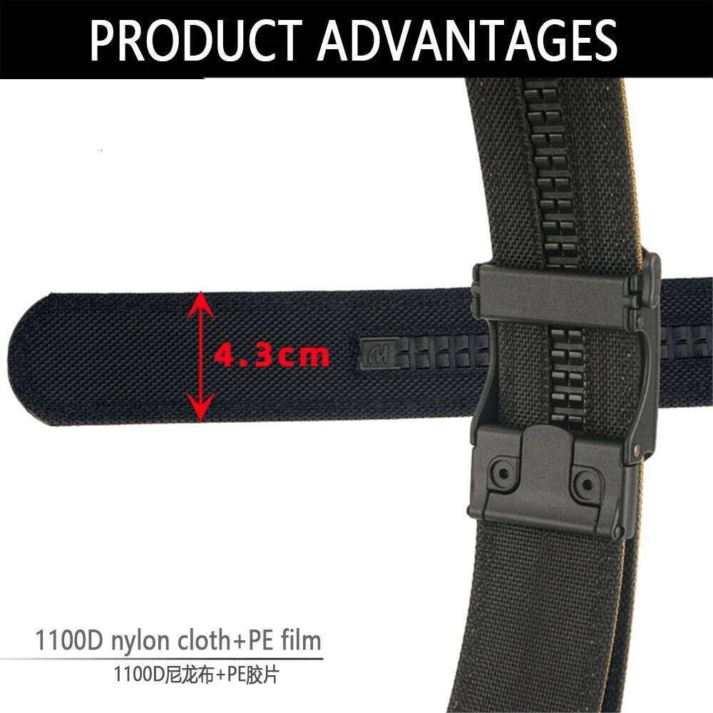 TUSHI New 4.3cm Hard Gun for Men and Women Alloy Automatic Buckle Outdoor 1100D Nylon Military IPSC Belt Male Z260226