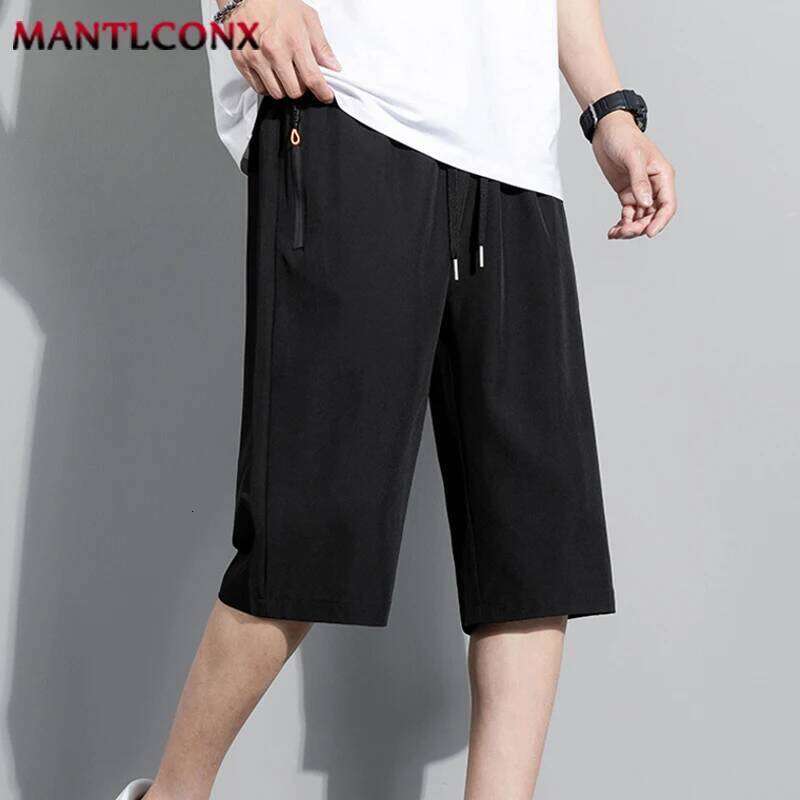 New Fashion Sports Elastic Waist Shorts Male Breathable Quick Dry Comfortable Men's Short Pants Men Bottom Black XXXL Z260314