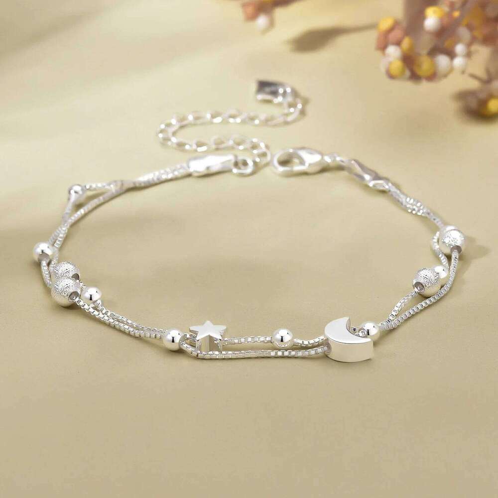 Sterling Silver Women's Hand Bracelets Ball Moon For Girls Ladies Wedding Engagement Luxury Jewelry Accessories Argent 925 Z260313