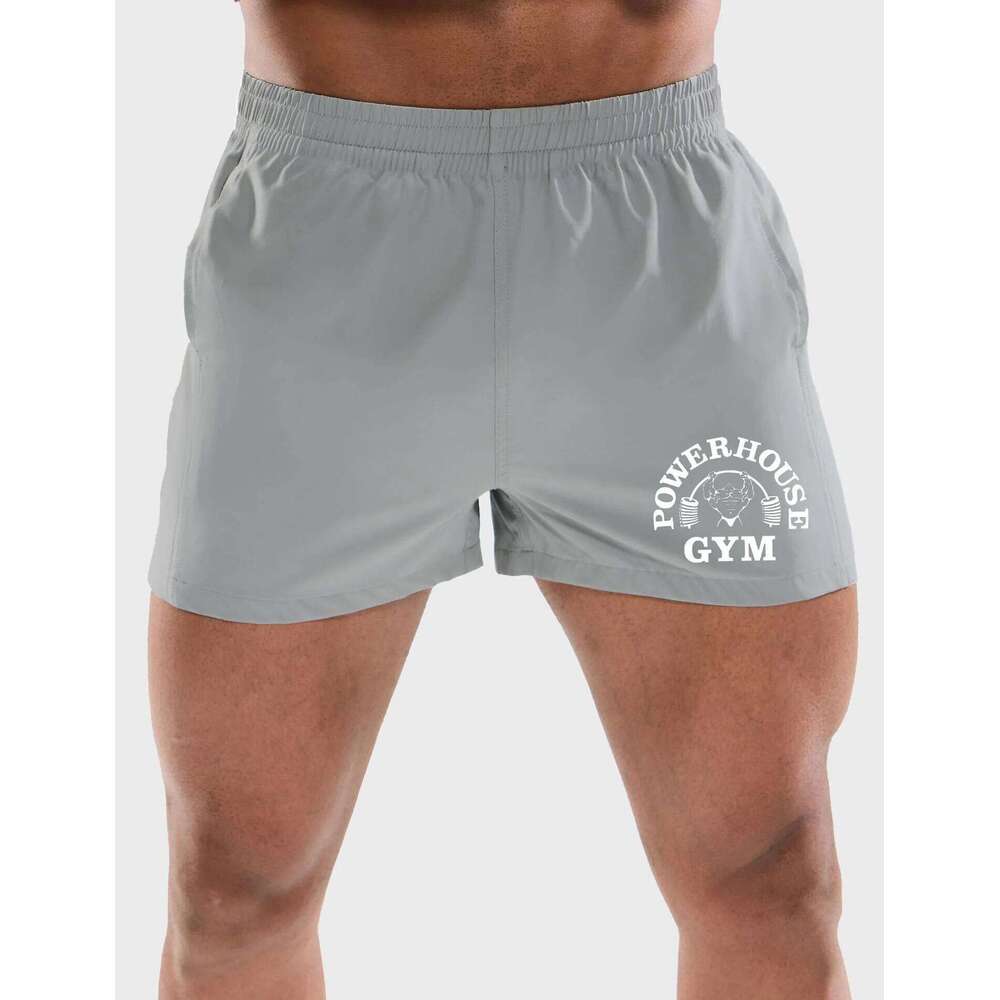 Elegant men's shorts with weightlifting font print, comfortable breathable, suitable for fitness and exercise Z260314