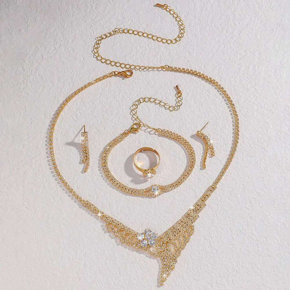 5PC Women's Fashion Tassel Flower Necklace Earrings Bracelet Ring Jewelry Set Suitable for Wedding, Party, Festival Gifts-8392 Z260313