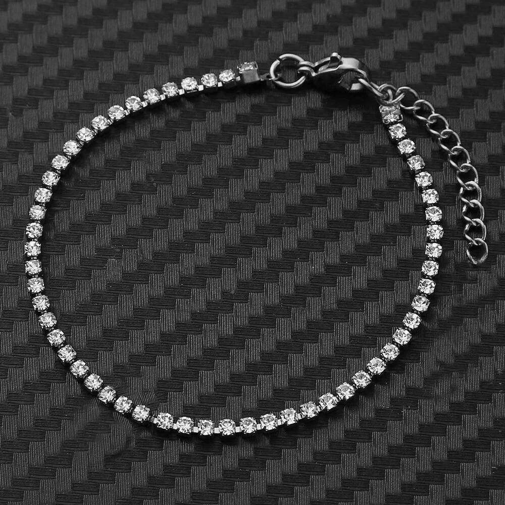 2mm Dainty Iced Out Tennis Bracelets Female Gold Color Stainless Steel Cubic Zirconia Hand Chain for Women Jewelry Gift Z260313