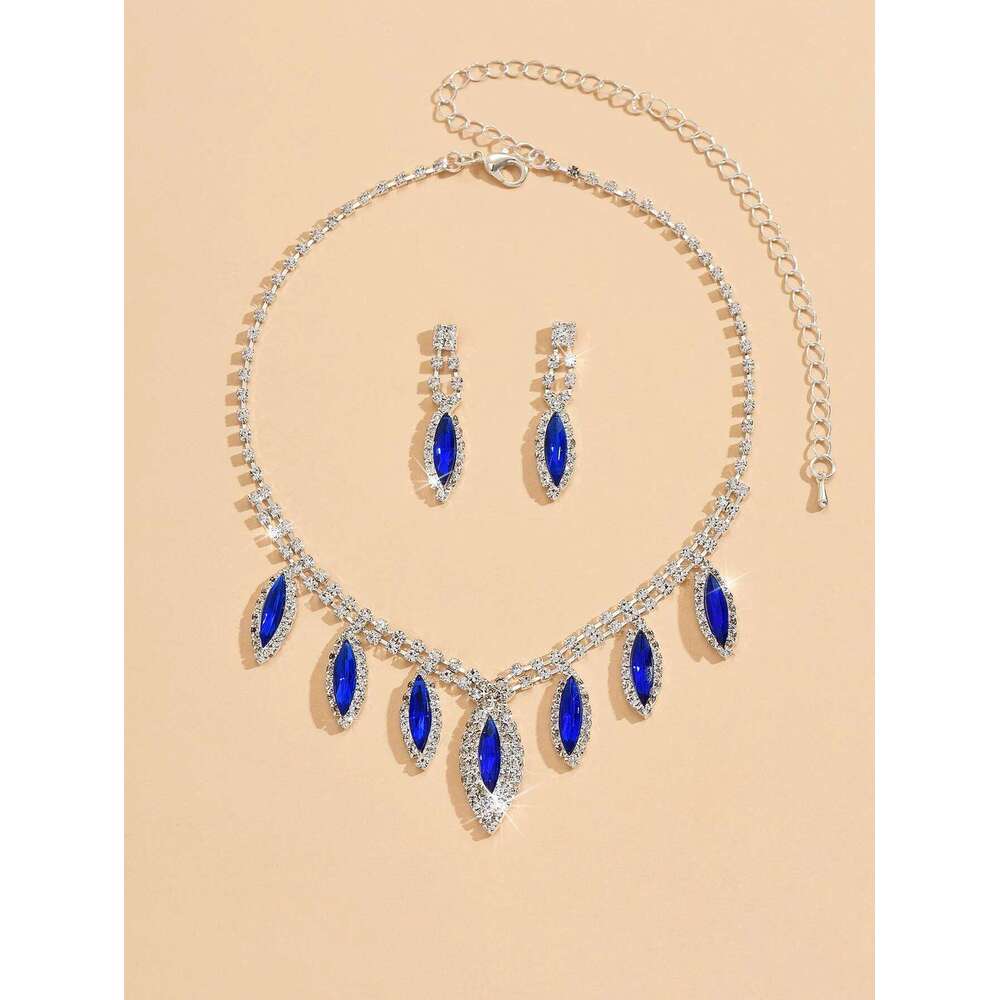 3PC Women's Fashion Copper Inlaid Claw Chain Water Drop Necklace Earrings Jewelry Set Wedding Party Festival Gift-8310 Z260313