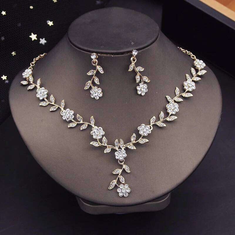 Rhinestone Bride Jewelry for Women Luxury Flower Choker Earrings Wedding Dress Bridal Necklace Sets Fashion Z260313