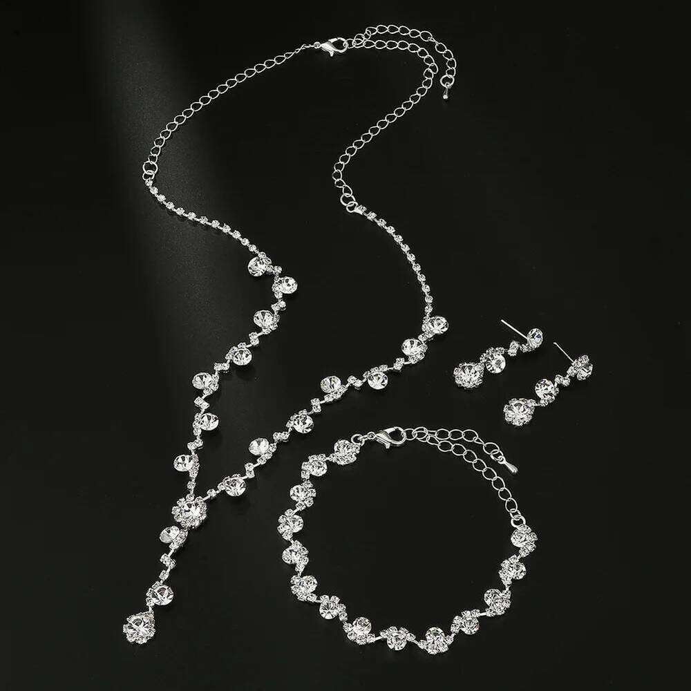 4pcs Elegant Vintage Jewelry Set for Women Silver Sunflower Necklace Shiny Crystal Choker Bridal Wedding Earrings Party Z260313