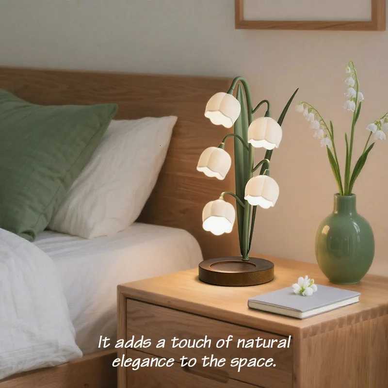 New Romantic Tulip Shaped Bedside Lamp with Warm Lighting for Master Bedroom Elegant Home Atmosphere Lamps French Night Light Y260314