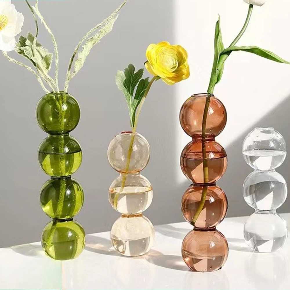 Modern Simple Creative Glass Vase Homestay Flower Utensils Decoration Bubble Vase Flower Arrangement Hydroponic Ball Glass Y260314