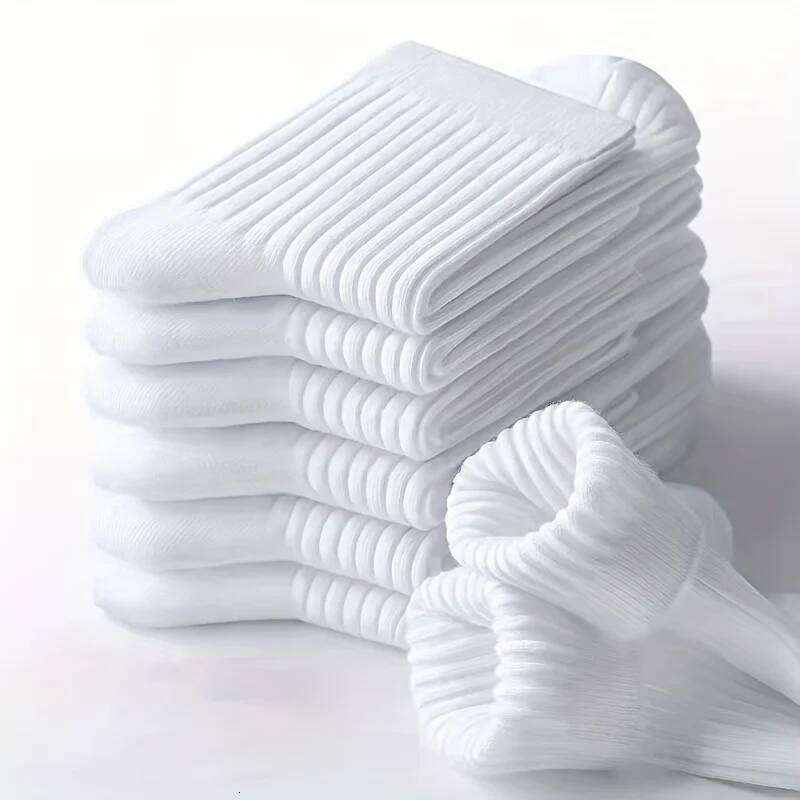 6 Pairs of Men's Pure Color Vertical Pattern Mid-Calf Socks, Versatile Black Socks for Business All Seasons, Breathable Z260314