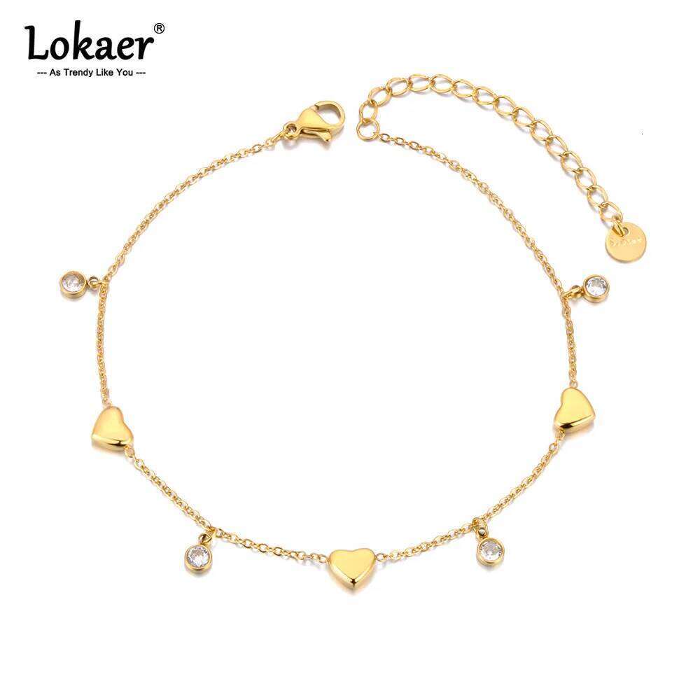 Lokaer White Cubic Zirconia Heart Chain Stainless Steel Trendy Anklet For Women Girls Fashion Delicate Summer Jewelry New A24006 Z260313