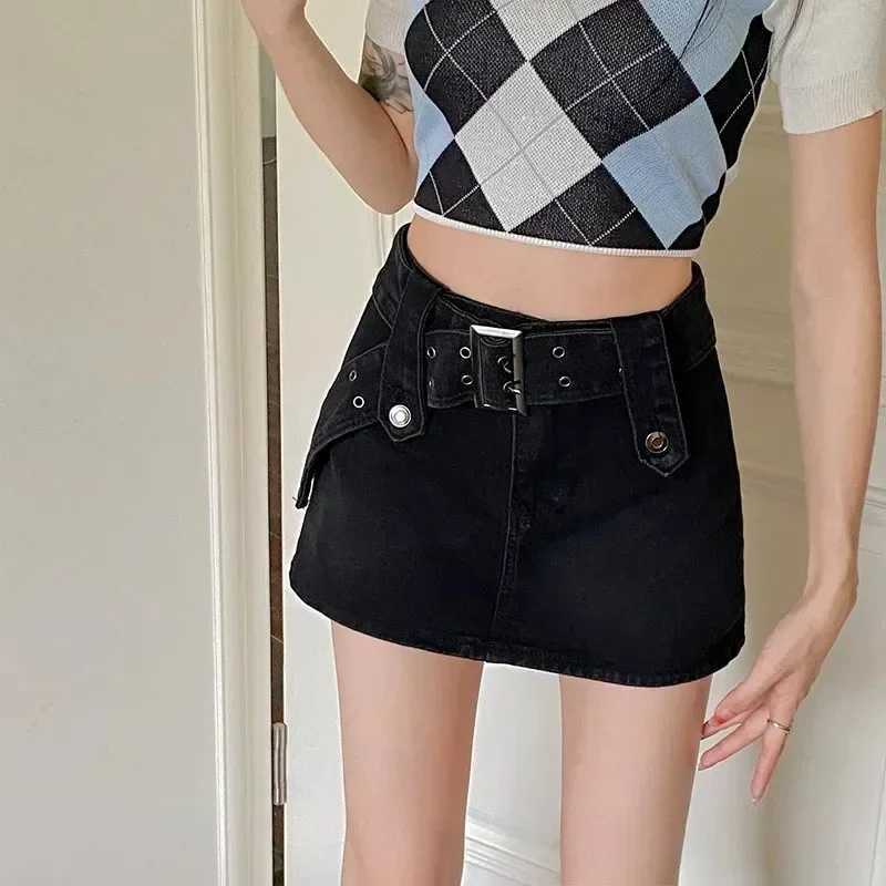 Ins Summer Women High Waist Shorts Skirts s Vintage Sexy Nightclub Denim Dress Female Stripper Dance Black Blue Jeans Skirts M260314