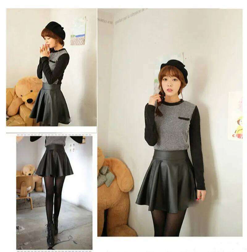 Sexy Women Slim PU High Waist Short Mini Skirt Pleated Party Faux Leather Skirts Z260314