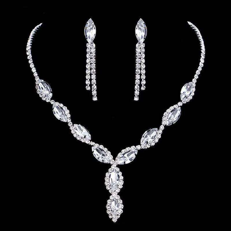 3 Pieces of Wedding Season Women's Claw Chain Series Crystal Earrings Necklace Jewelry Set Banquet Party Holiday Gift-8177 Z260313