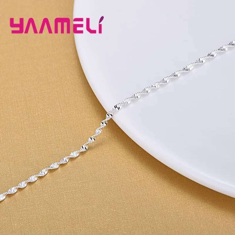 Charm 925 Sterling Color Water Wave Chain Bracelet Fashion Woman Girl Lady Fine Silver Jewelry Z260313
