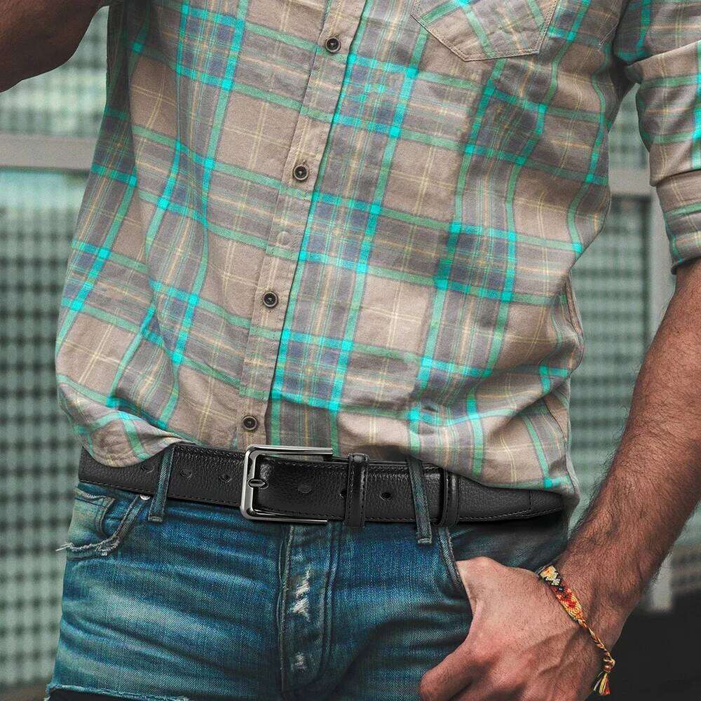 High-quality Genuine Leather Long Needle Metal Automatic Buckle Belt Strap Men's Fashion Classic Design Z260226