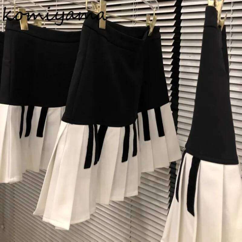 High Waist Pleated Ropa Mujer Black White Piano Skirt Fashion All-match Skirts Hot Sale Popular Faldas Woman 2026 New Clothes Z260314