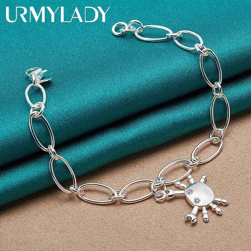 URMYLADY 925 Sterling Silver Crab AAA Zircon Charm Bracelet For Women Wedding Engagement Party Fashion Jewelry Z260313