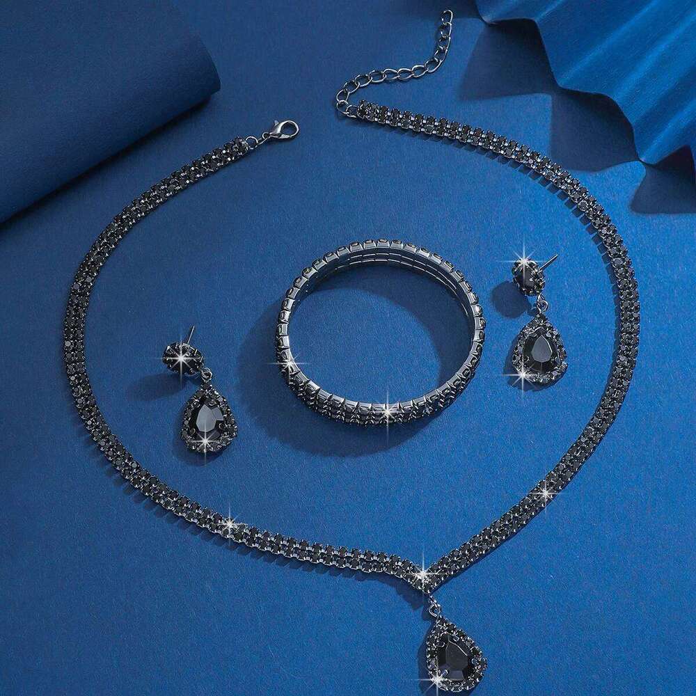 New fashionable rhinestone light luxury style, mysterious and elegant, temperament jewelry set for women Z260313