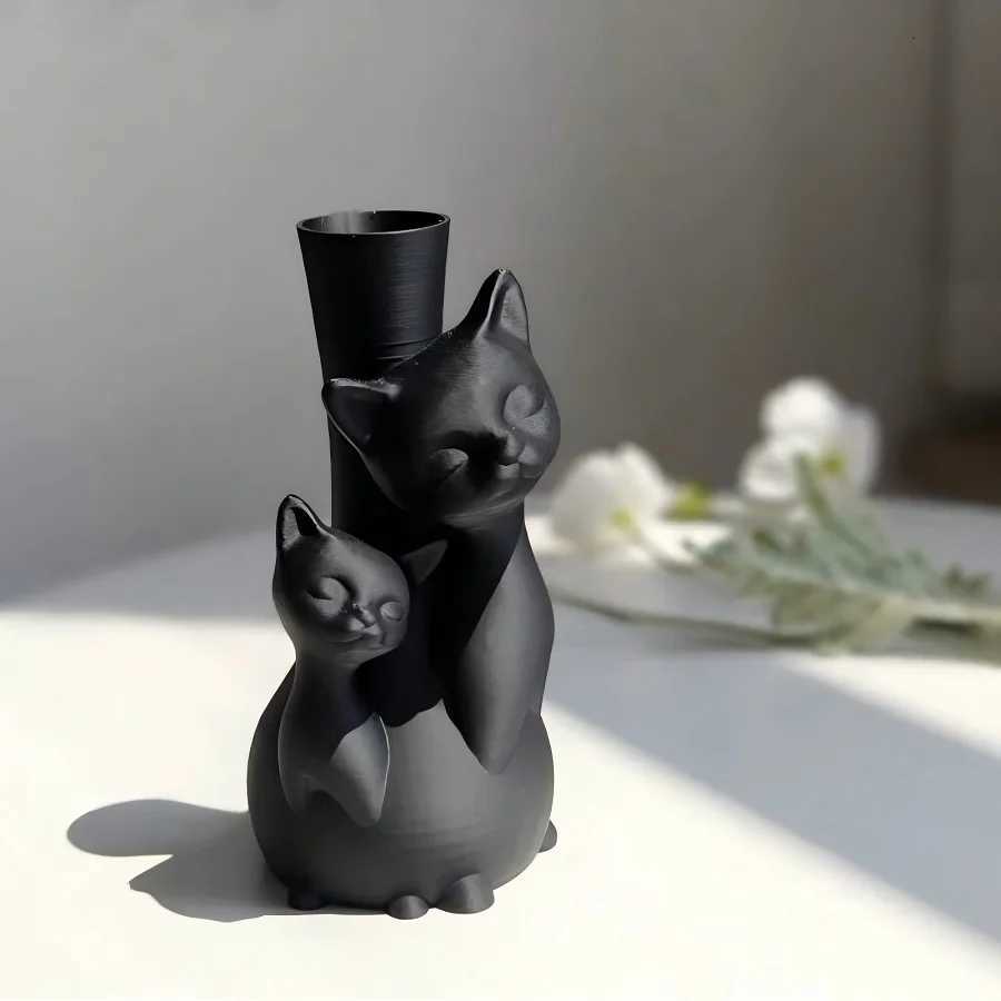 Creative Art Dry Flower Hydroponic Cat Vase Suitable for Indoor Living Room Study Office Outdoor Balcony Garden Mothers Day Y260314