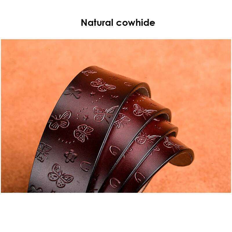 KOLBER Fashion Women's Leather Metal Buckle Natural Cowhide Trouser for Female 95cm to 115cm White Belt Red Girdle Z260226