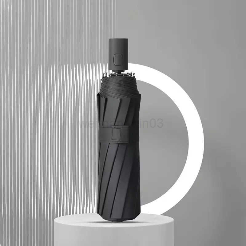 16-Bone Automatic Umbrella - Windproof Double-Layer Glass Fiber Frame UPF Sun Protection Shade Umbrella Portable Minimalist H260314