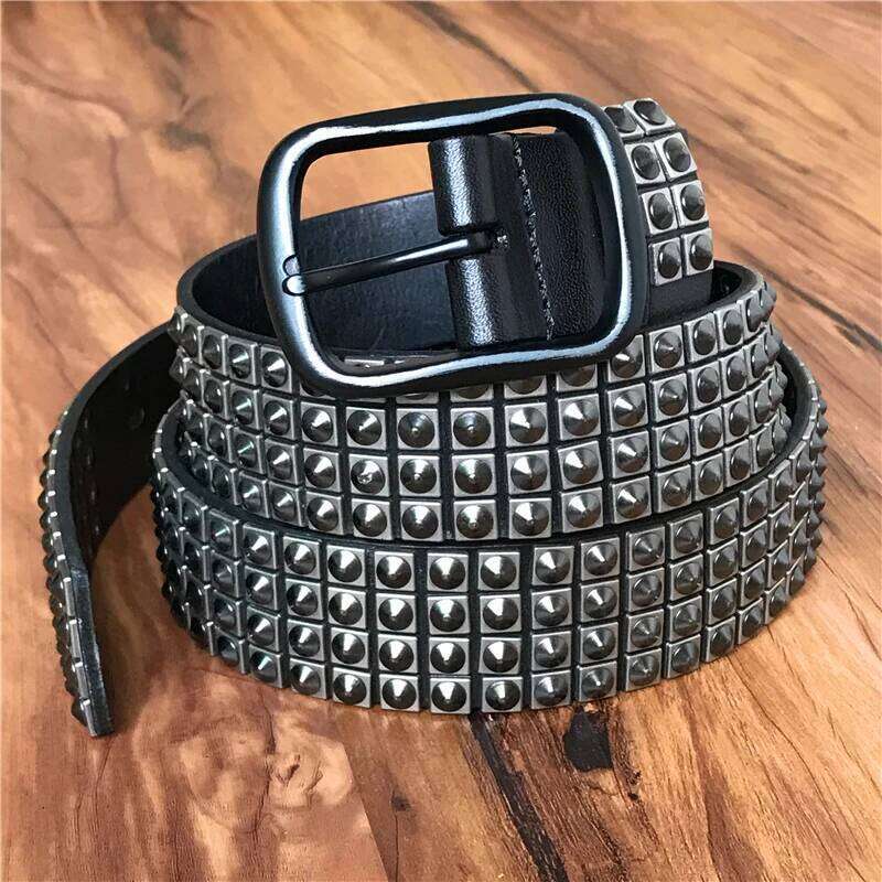 Cowboy Metal For Men Punk Rivet Men's Jeans Rock Style Western Male Belt Cinturone MBT0593 Z260226
