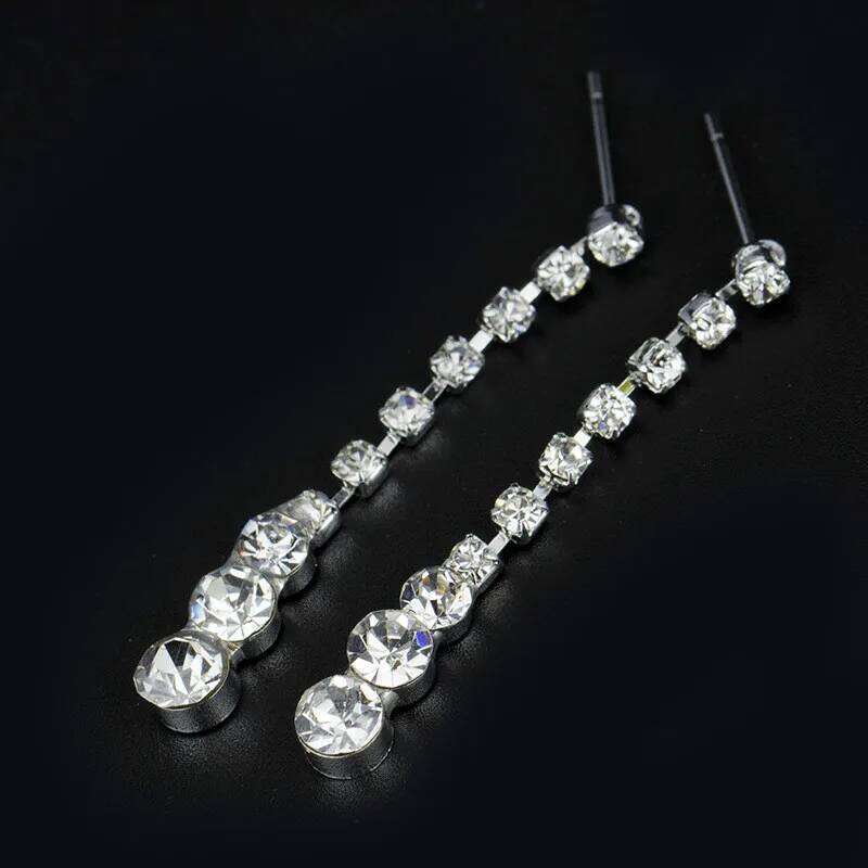 Fashion Drop Crystal Rhinestone Necklace Earrings Jewelry Set for Bridal Bridesmaid Wedding Clothing Accessories Z260313