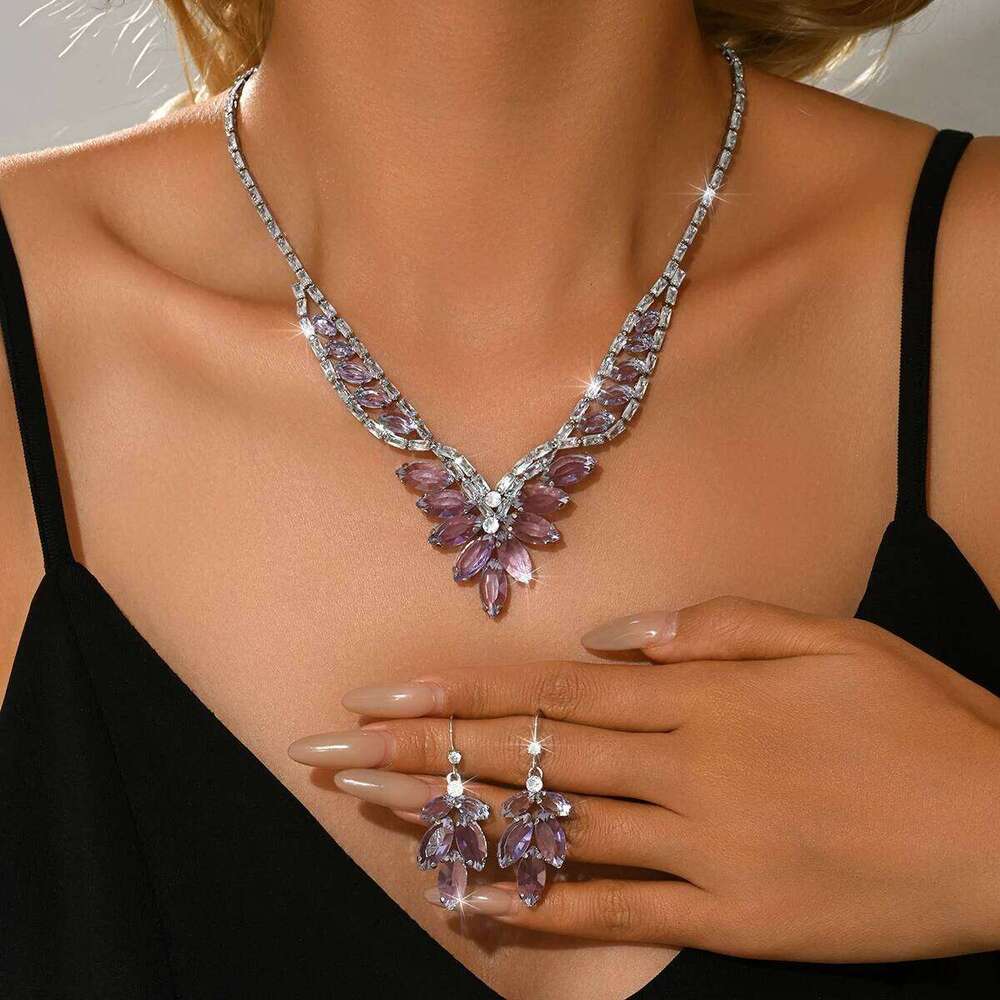 French high-end socialite style dinner party wedding dress versatile necklace earrings two-piece set with accessories Z260313