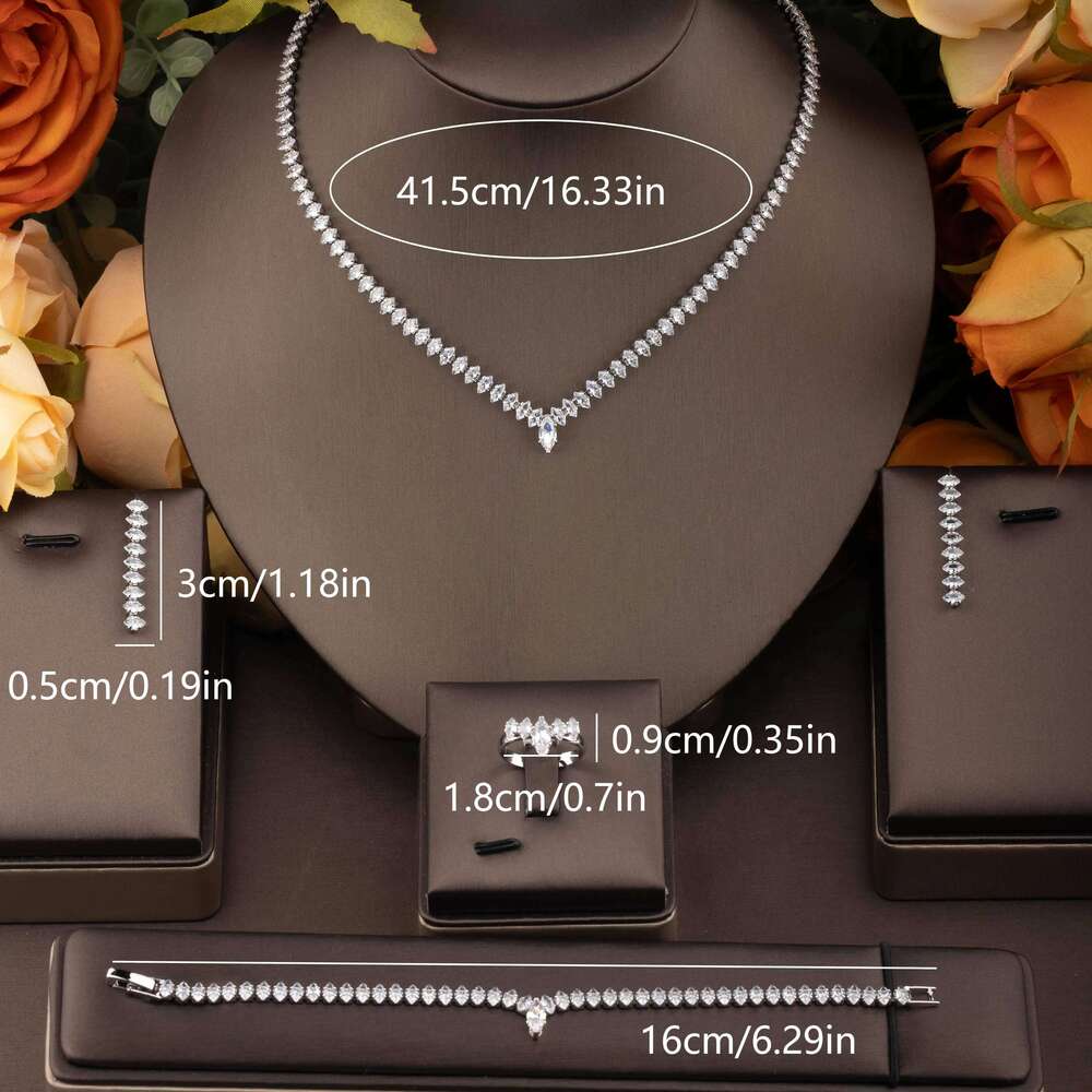 1 of Simple Style Cubic Zirconia V-Shaped Jewelry Set Suitable for Women's Daily Party Wear. Gift Box Not Included Z260313