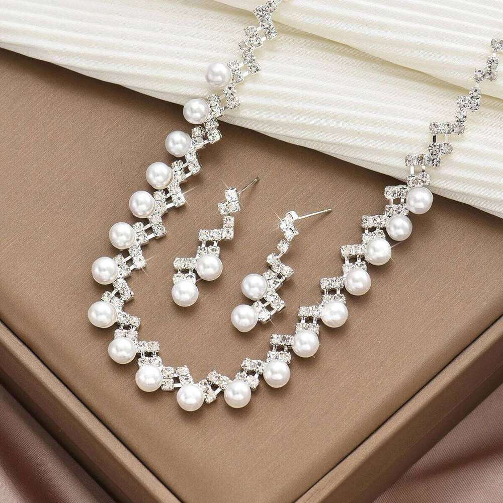 3PC Women's Fashion Design Claw Chain Series Imitation Pearl Necklace Earrings Jewelry Set Wedding Banquet Party Holiday Gift Z260313