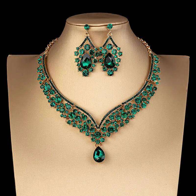 Luxury Crystal AB Color Choker Necklace Earrings Set Rhinestone Bridal Jewelry Sets for Bride Wedding Party Costume Bijoux Femme Z260313